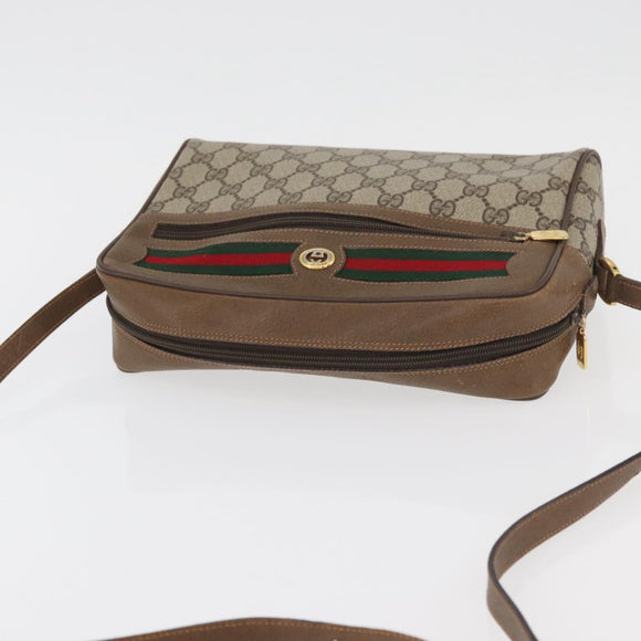 GUCCI GG Supreme Web Sherry Line Bag PVC Beige Gold 119 02 088 Auth BA12405