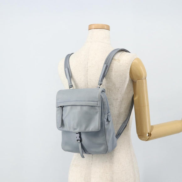 PRADA Backpack Leather Light Blue Silver Auth BA12406A