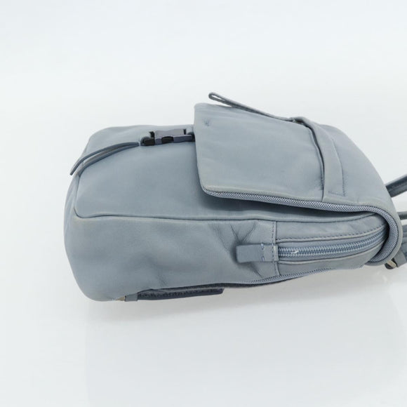 PRADA Backpack Leather Light Blue Silver Auth BA12406A