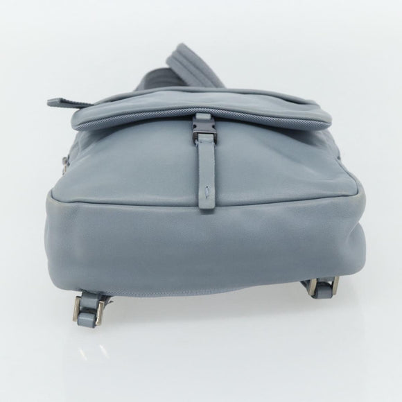 PRADA Backpack Leather Light Blue Silver Auth BA12406A
