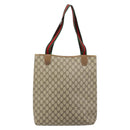 GUCCI GG Supreme Web Sherry Line Tote Bag PVC Beige Red 39 02 003 Auth BA12408-3