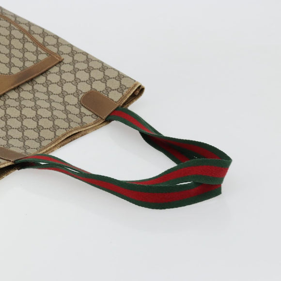 GUCCI GG Supreme Web Sherry Line Tote Bag PVC Beige Red 39 02 003 Auth BA12408