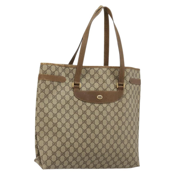 GUCCI GG Supreme Tote Bag PVC Beige Gold 39 02 061 Auth BA12409