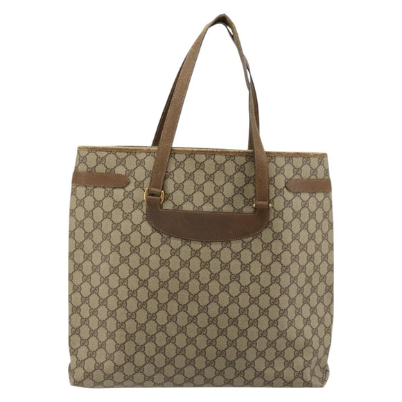 GUCCI GG Supreme Tote Bag PVC Beige Gold 39 02 061 Auth BA12409