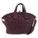 GIVENCHY Nightingale Hand Bag Leather 2way Purple Gold Auth BA12411A-1