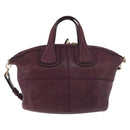 GIVENCHY Nightingale Hand Bag Leather 2way Purple Gold Auth BA12411A-13