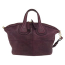 GIVENCHY Nightingale Hand Bag Leather 2way Purple Gold Auth BA12411A-2