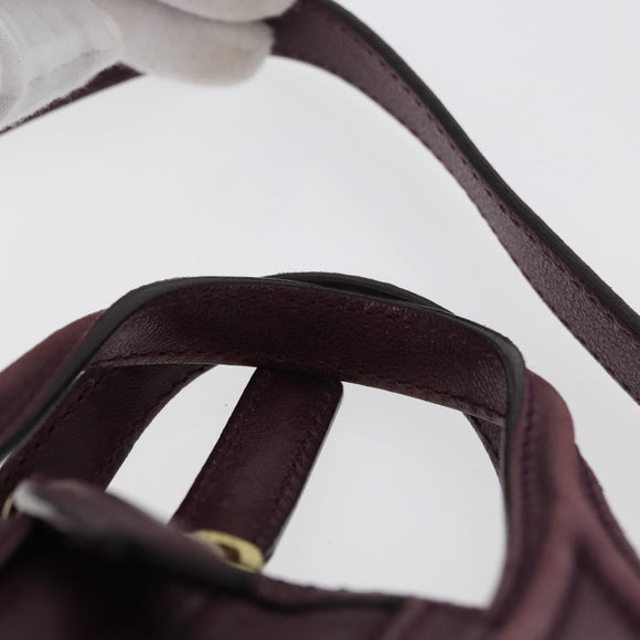 GIVENCHY Nightingale Hand Bag Leather 2way Purple Gold Auth BA12411A