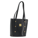 MCM Tote Bag Leather Black Gold Auth BA12413A-1