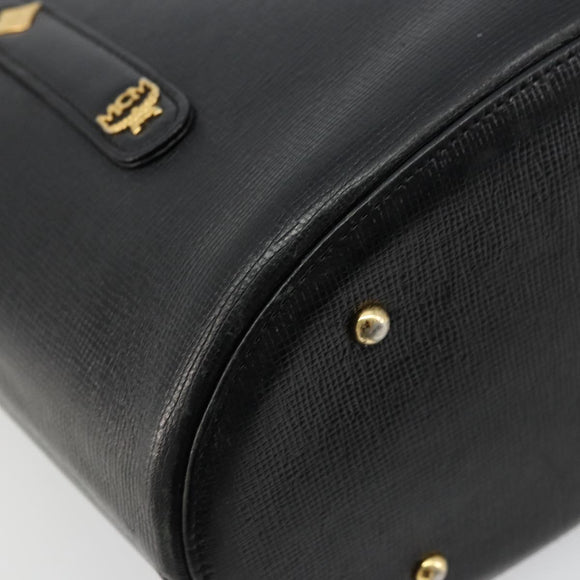 MCM Tote Bag Leather Black Gold Auth BA12413A