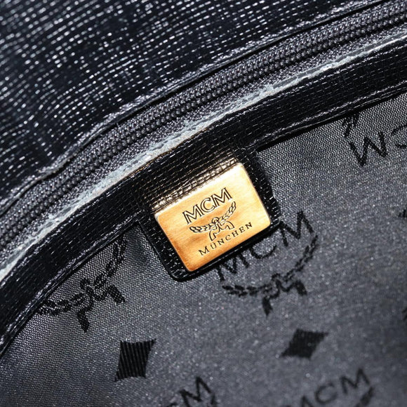 MCM Tote Bag Leather Black Gold Auth BA12413A