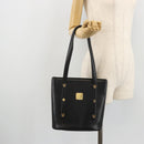 MCM Tote Bag Leather Black Gold Auth BA12413A-24