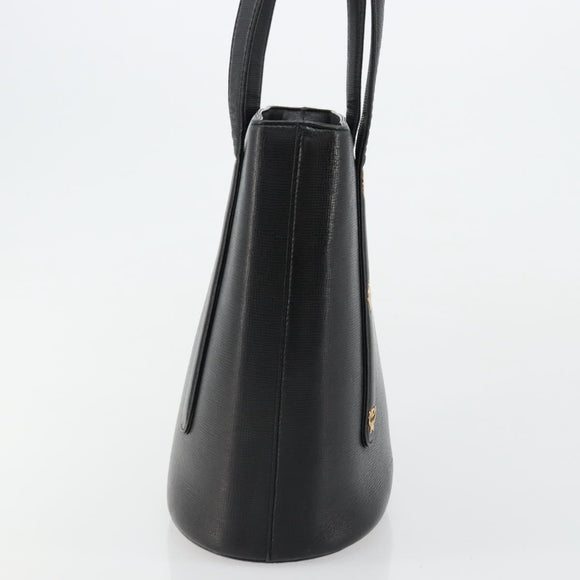 MCM Tote Bag Leather Black Gold Auth BA12413A