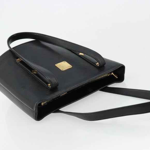 MCM Tote Bag Leather Black Gold Auth BA12413A