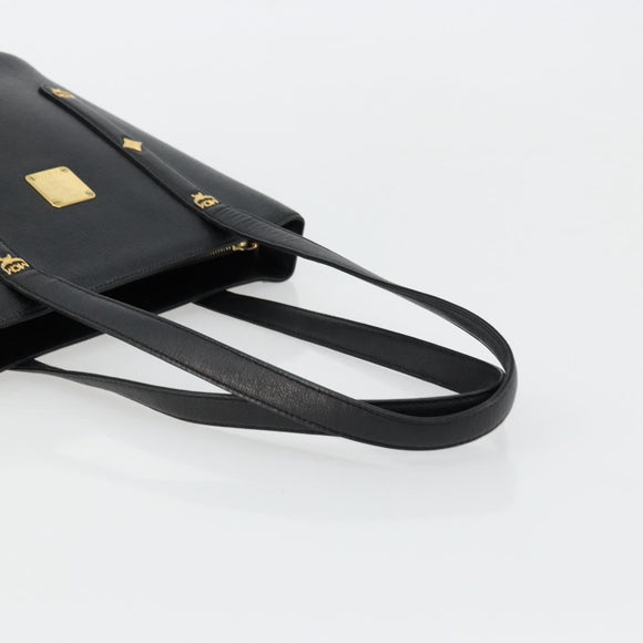 MCM Tote Bag Leather Black Gold Auth BA12413A