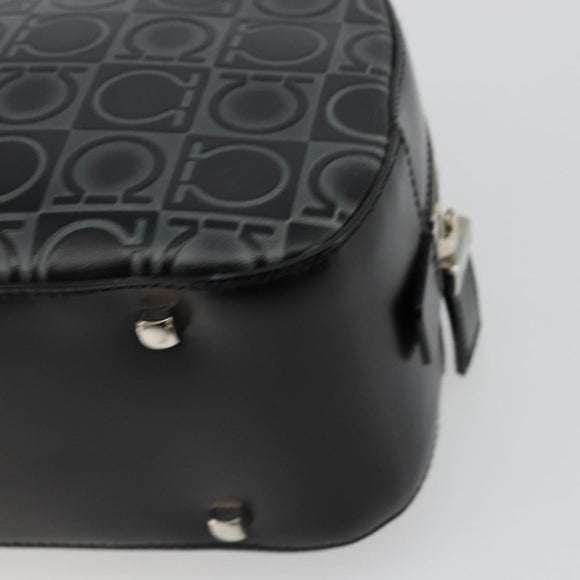 Salvatore Ferragamo Gancini Hand Bag Leather Black Silver Auth BA12414A