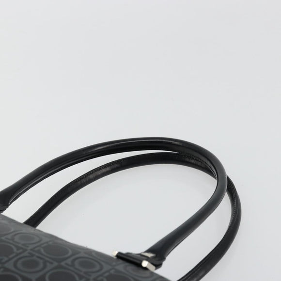 Salvatore Ferragamo Gancini Hand Bag Leather Black Silver Auth BA12414A