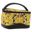 Gianni Versace Vanity Cosmetic Pouch Coated Canvas Yellow Gold Auth BA12417A-1