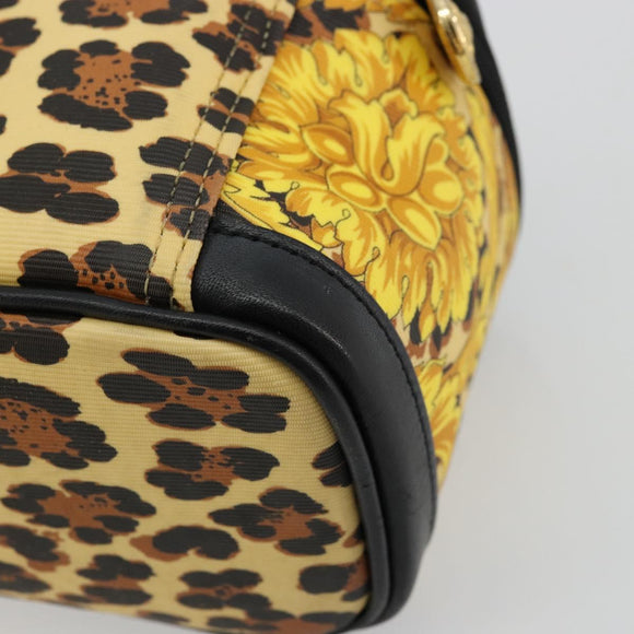 Gianni Versace Vanity Cosmetic Pouch Coated Canvas Yellow Gold Auth BA12417A