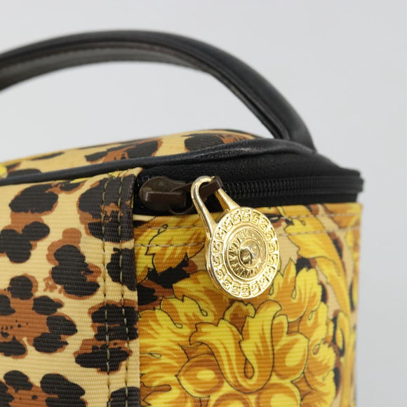 Gianni Versace Vanity Cosmetic Pouch Coated Canvas Yellow Gold Auth BA12417A