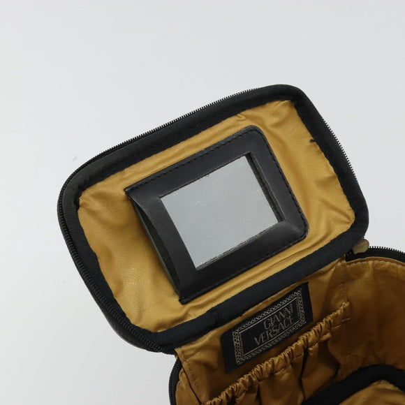Gianni Versace Vanity Cosmetic Pouch Coated Canvas Yellow Gold Auth BA12417A