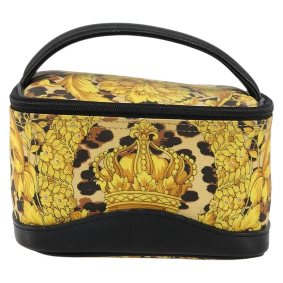 Gianni Versace Vanity Cosmetic Pouch Coated Canvas Yellow Gold Auth BA12417A