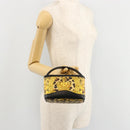 Gianni Versace Vanity Cosmetic Pouch Coated Canvas Yellow Gold Auth BA12417A-21