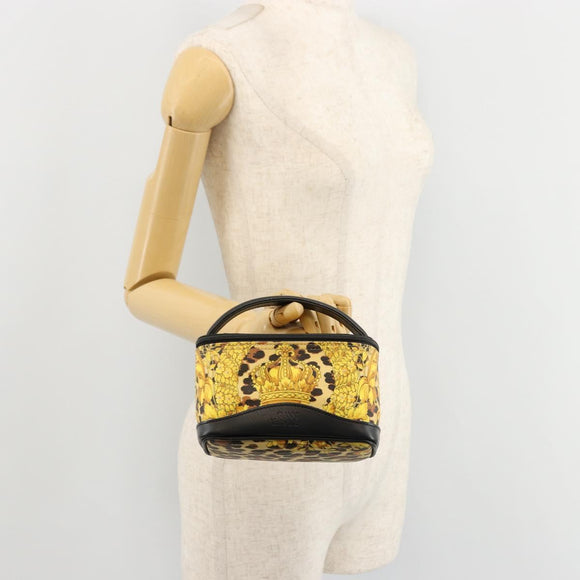 Gianni Versace Vanity Cosmetic Pouch Coated Canvas Yellow Gold Auth BA12417A
