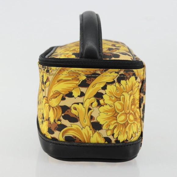 Gianni Versace Vanity Cosmetic Pouch Coated Canvas Yellow Gold Auth BA12417A