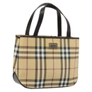 BURBERRY Nova Check Hand Bag PVC Leather Beige Auth BA12421-1