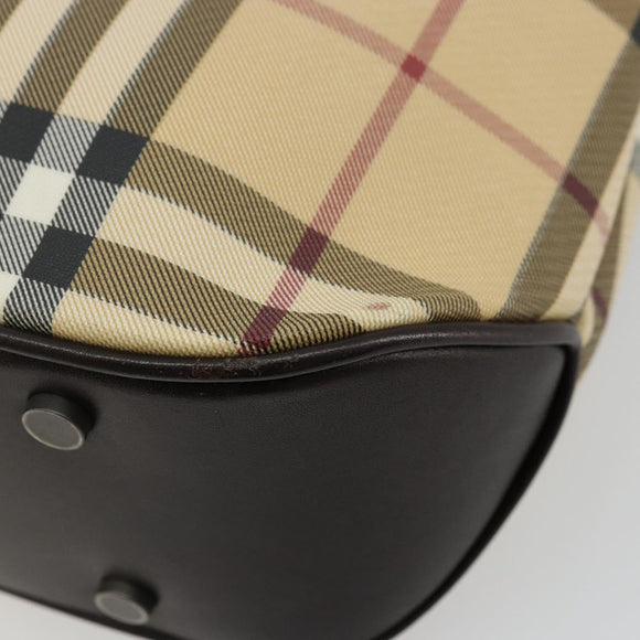 BURBERRY Nova Check Hand Bag PVC Leather Beige Auth BA12421