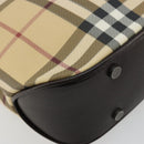 BURBERRY Nova Check Hand Bag PVC Leather Beige Auth BA12421-11