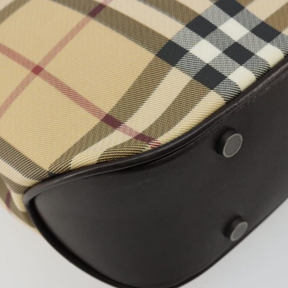 BURBERRY Nova Check Hand Bag PVC Leather Beige Auth BA12421