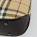 BURBERRY Nova Check Hand Bag PVC Leather Beige Auth BA12421-12