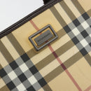 BURBERRY Nova Check Hand Bag PVC Leather Beige Auth BA12421-14