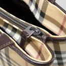 BURBERRY Nova Check Hand Bag PVC Leather Beige Auth BA12421-16