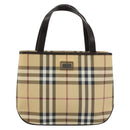 BURBERRY Nova Check Hand Bag PVC Leather Beige Auth BA12421-2