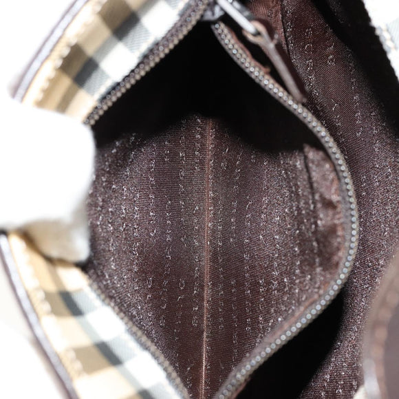 BURBERRY Nova Check Hand Bag PVC Leather Beige Auth BA12421