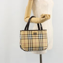 BURBERRY Nova Check Hand Bag PVC Leather Beige Auth BA12421-23