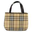BURBERRY Nova Check Hand Bag PVC Leather Beige Auth BA12421-3