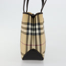 BURBERRY Nova Check Hand Bag PVC Leather Beige Auth BA12421-4