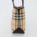 BURBERRY Nova Check Hand Bag PVC Leather Beige Auth BA12421-5
