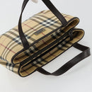 BURBERRY Nova Check Hand Bag PVC Leather Beige Auth BA12421-6