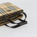 BURBERRY Nova Check Hand Bag PVC Leather Beige Auth BA12421-7