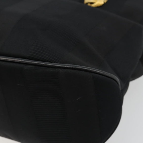 Salvatore Ferragamo Hand Bag Nylon Black Gold Auth BA12422