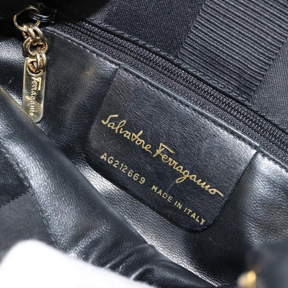 Salvatore Ferragamo Hand Bag Nylon Black Gold Auth BA12422