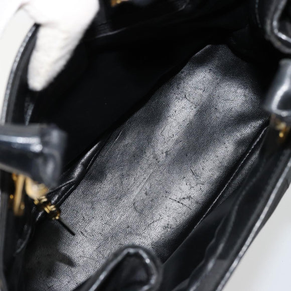 Salvatore Ferragamo Hand Bag Nylon Black Gold Auth BA12422