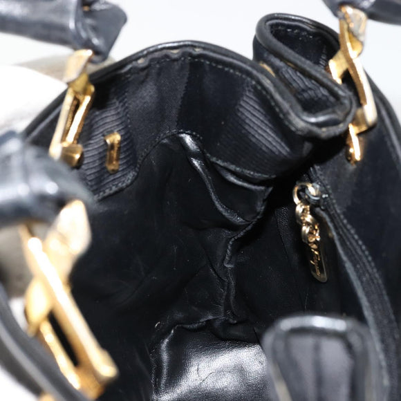 Salvatore Ferragamo Hand Bag Nylon Black Gold Auth BA12422