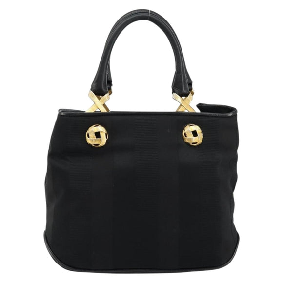 Salvatore Ferragamo Hand Bag Nylon Black Gold Auth BA12422