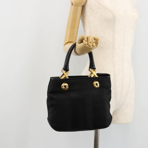 Salvatore Ferragamo Hand Bag Nylon Black Gold Auth BA12422